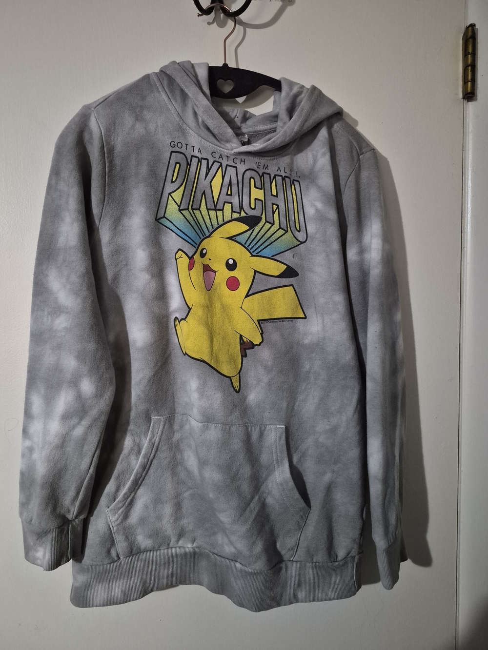Pikachu Graphic Hoodie - Gray Tie-Dye